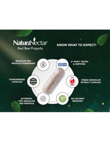 Cápsulas de Propóleos Rojos NaturaNectar 60pcs - Suplemento Premium