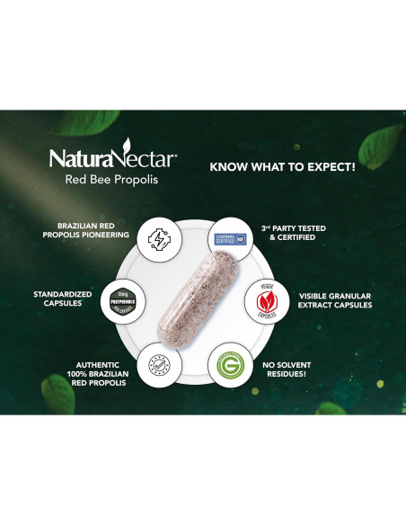 Cápsulas de Propóleos Rojos NaturaNectar 60pcs - Suplemento Premium