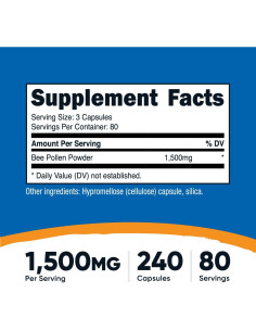 Polen de Abeja Nutricost 240 Cápsulas 1500mg Suplemento 2