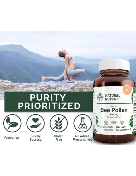 Pólen de Abeja Natural Nutra 500 mg - 100 Tabletas Suplemento