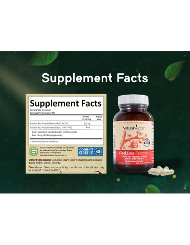 Cápsulas de Propóleos Rojos NaturaNectar 60pcs - Suplemento Premium