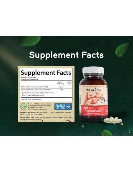 Cápsulas de Propóleos Rojos NaturaNectar 60pcs - Suplemento Premium