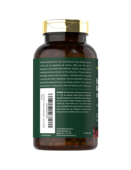 Cápsulas de Baya de Espino Tahoe Nutritionals 1695mg 250 Unidades