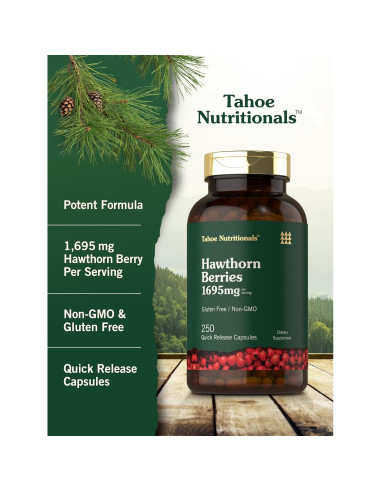 Cápsulas de Baya de Espino Tahoe Nutritionals 1695mg 250 Unidades