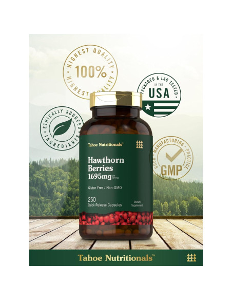 Cápsulas de Baya de Espino Tahoe Nutritionals 1695mg 250 Unidades