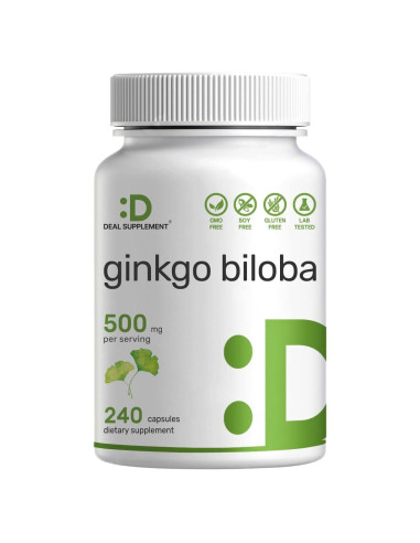 Suplemento Ginkgo Biloba 500mg DealSupplement 240 Cápsulas