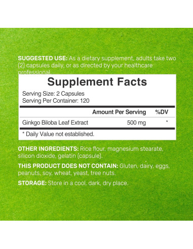 Suplemento Ginkgo Biloba 500mg DealSupplement 240 Cápsulas