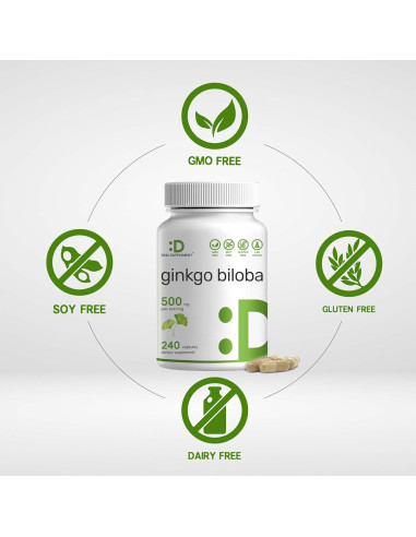 Suplemento Ginkgo Biloba 500mg DealSupplement 240 Cápsulas