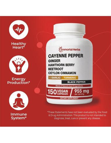Cápsulas de Pimienta de Cayena Immortal Herbs 150 Unidades