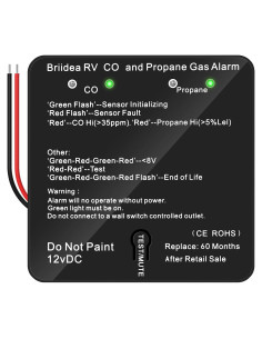 Detector de Monóxido de Carbono y Gas Propano Briidea 12V