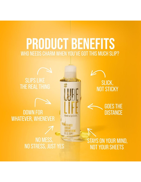 Lubricante Personal a Base de Agua LubeLife 230g - Vegano, Sin Manchas