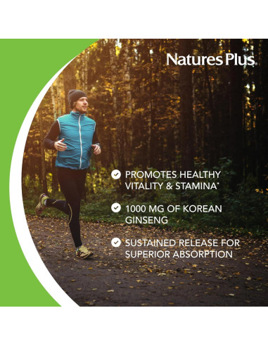 Suplemento Herbal Ginseng Coreano Natures Plus 1000 mg 30 Tabletas