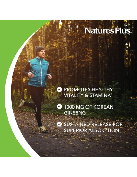 Suplemento Herbal Ginseng Coreano Natures Plus 1000 mg 30 Tabletas