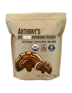 Extracto en polvo de hongo Reishi rojo orgánico Anthony's 170 g