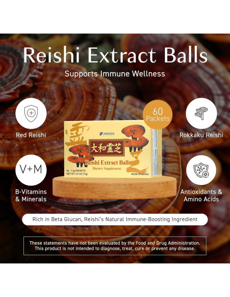 Bolas de Extracto de Hongo Reishi Umeken, 60 Paquetes, 2 Meses