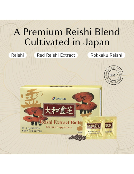 Bolas de Extracto de Hongo Reishi Umeken, 60 Paquetes, 2 Meses