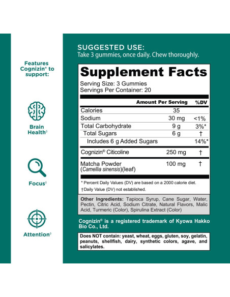 Gomitas Goli Matcha Mind - 60 Unidades - Enfoque y Salud Cerebral Gomitas Goli Matcha Mind - 60 Unidades - Enfoque y Salud Cerebral