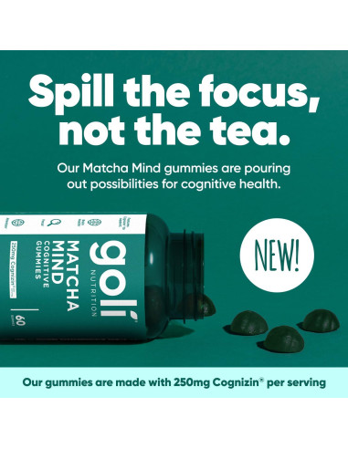Gomitas Goli Matcha Mind - 60 Unidades - Enfoque y Salud Cerebral