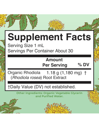Suplemento de Rhodiola Rosea MaryRuth's 30 Porciones Orgánico