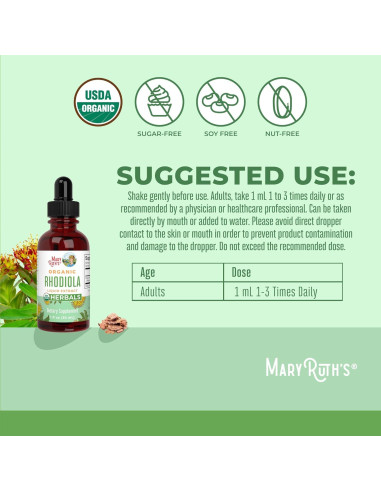 Suplemento de Rhodiola Rosea MaryRuth's 30 Porciones Orgánico