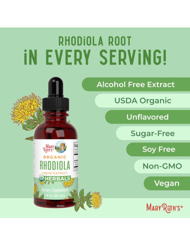 Suplemento de Rhodiola Rosea MaryRuth's 30 Porciones Orgánico