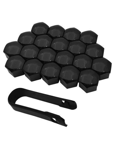 20 Cubiertas de Tuercas de Llantas Damwot 17mm Negro