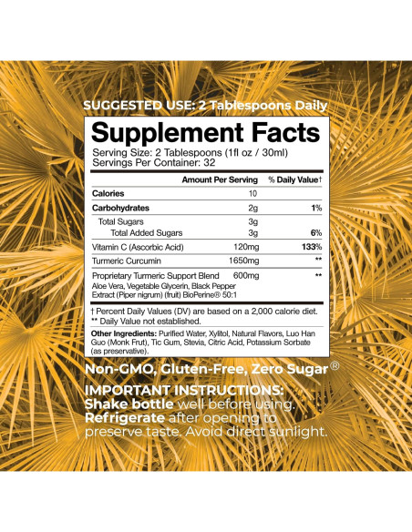 Suplemento Líquido de Cúrcuma Curcumina Tropical Oasis 946ml Suplemento Líquido de Cúrcuma Curcumina Tropical Oasis 946ml