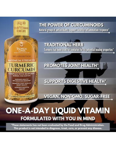 Suplemento Líquido de Cúrcuma Curcumina Tropical Oasis 946ml