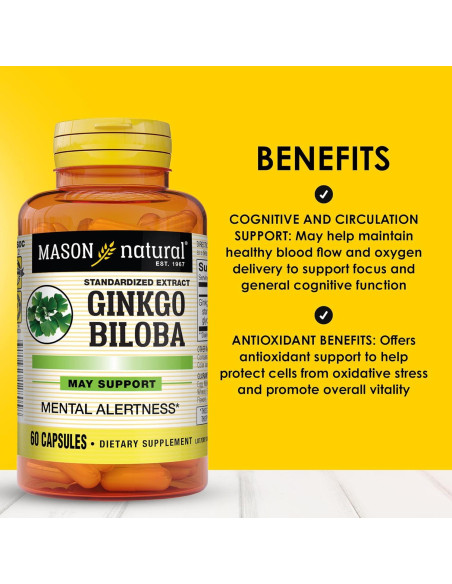 Suplemento Ginkgo Biloba Mason Natural 60 Cápsulas Suplemento Ginkgo Biloba Mason Natural 60 Cápsulas