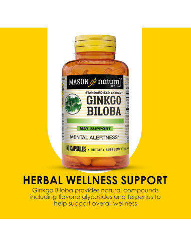 Suplemento Ginkgo Biloba Mason Natural 60 Cápsulas
