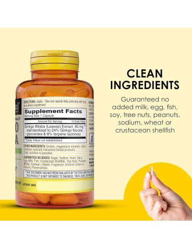 Suplemento Ginkgo Biloba Mason Natural 60 Cápsulas