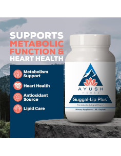 Suplemento Metabólico Ayush Herbs Guggal-Lip Plus - 90 Tabletas Vegetarianas 2