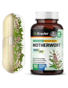 Cápsulas de Motherwort BIO KRAUTER 1200 mg - 100 Unidades - Suplemento Vegano