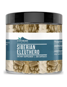 Cápsulas de Eleuthero Siberiano Elementos de la Tierra 200 Unidades
