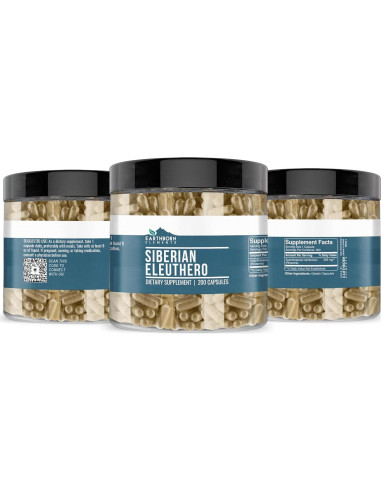 Cápsulas de Eleuthero Siberiano Elementos de la Tierra 200 Unidades