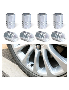 Ziciner Tapones de Válvula de Neumático de Aluminio 8 PCS Plata