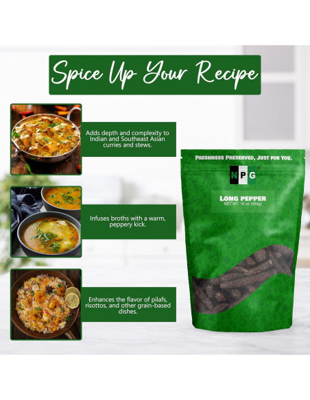 Pimienta Larga NPG 453.6 g - Especia Aromática Natural