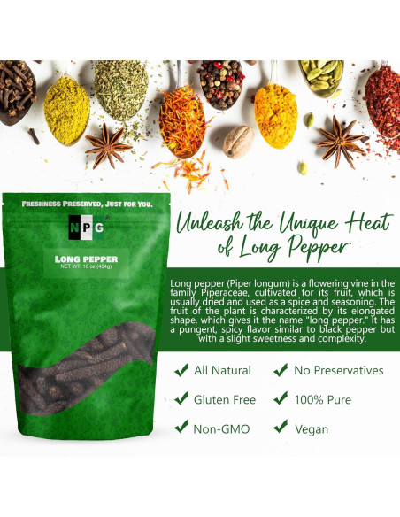Pimienta Larga NPG 453.6 g - Especia Aromática Natural