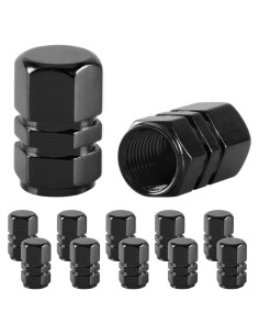 Tapas de Válvula de Neumático JUSTTOP, 12 Piezas, Universal, Aluminio Negro
