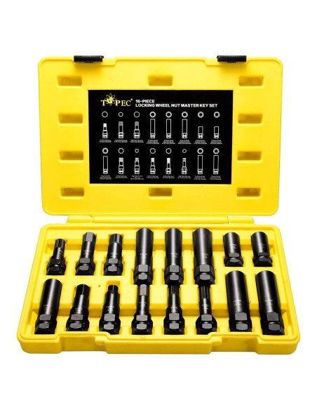 Conjunto de Llave de Tuerca Topec 16 Piezas Acero CR-MO