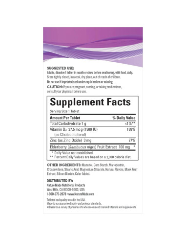 Nature Made Wellblends Suplemento Inmunológico 30 Tabletas D3 Zinc