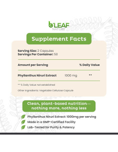 Suplemento Chanca Piedra B'Leaf Nature 100 Cápsulas 1000mg 2