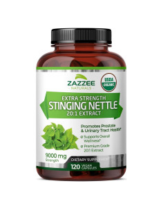 Extracto de Ortiga Orgánico Zazzee 9000 mg 120 Cápsulas Veganas