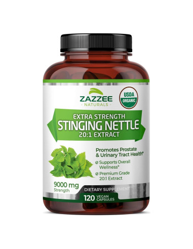 Extracto de Ortiga Orgánico Zazzee 9000 mg 120 Cápsulas Veganas