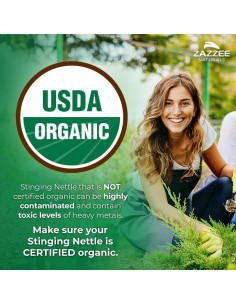 Extracto de Ortiga Orgánico Zazzee 9000 mg 120 Cápsulas Veganas 2