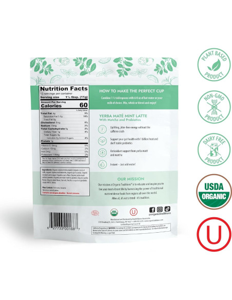Té Latte de Yerba Mate con Menta Orgánico 150g Sin Lácteos