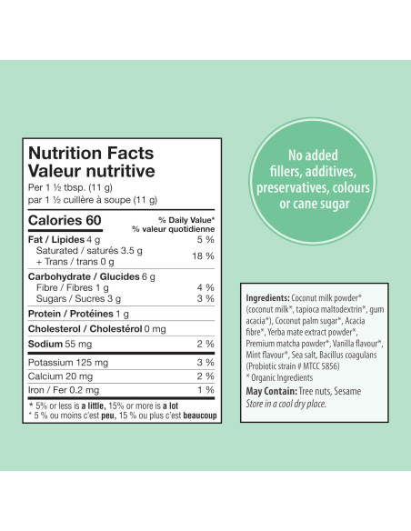 Té Latte de Yerba Mate con Menta Orgánico 150g Sin Lácteos