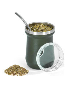 Taza de Yerba Mate AGH 148 ml Acero Inoxidable Verde Oscuro