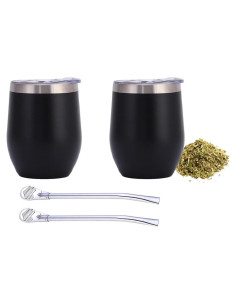 Juego de Tazas de Yerba Mate CanHighGer 2 Pcs Acero Inoxidable 350ml