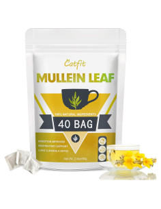 Té de hoja de Mullein Catfit - 40 bolsas, sin cafeína, No OGM